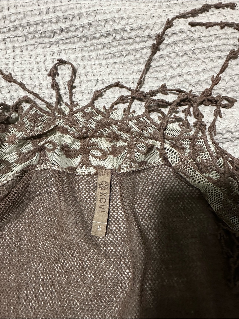 XCVI Crochet-Edge lightweight duster in mushroom